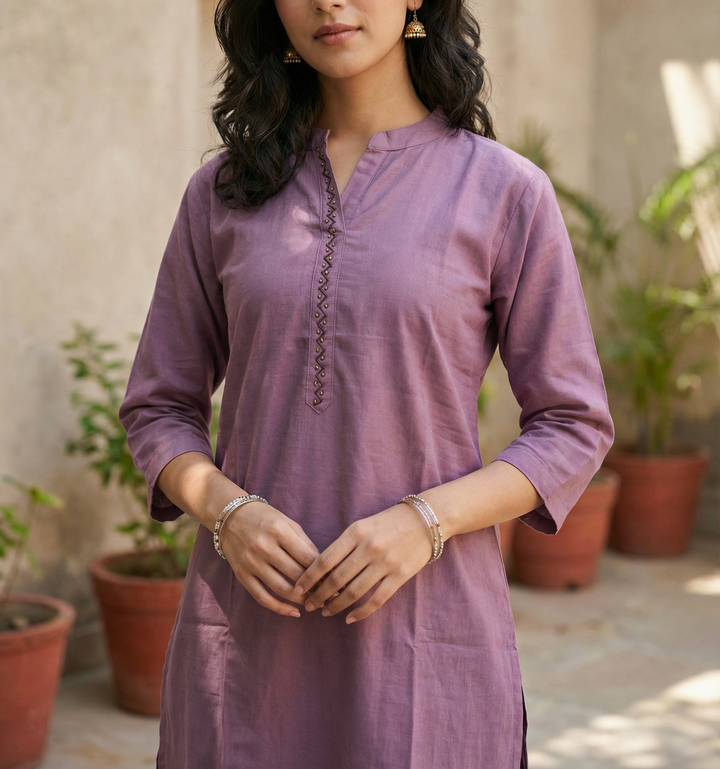 ORIGINAL COTTON CORD SET WITH HAND WORK NECK DESIGN