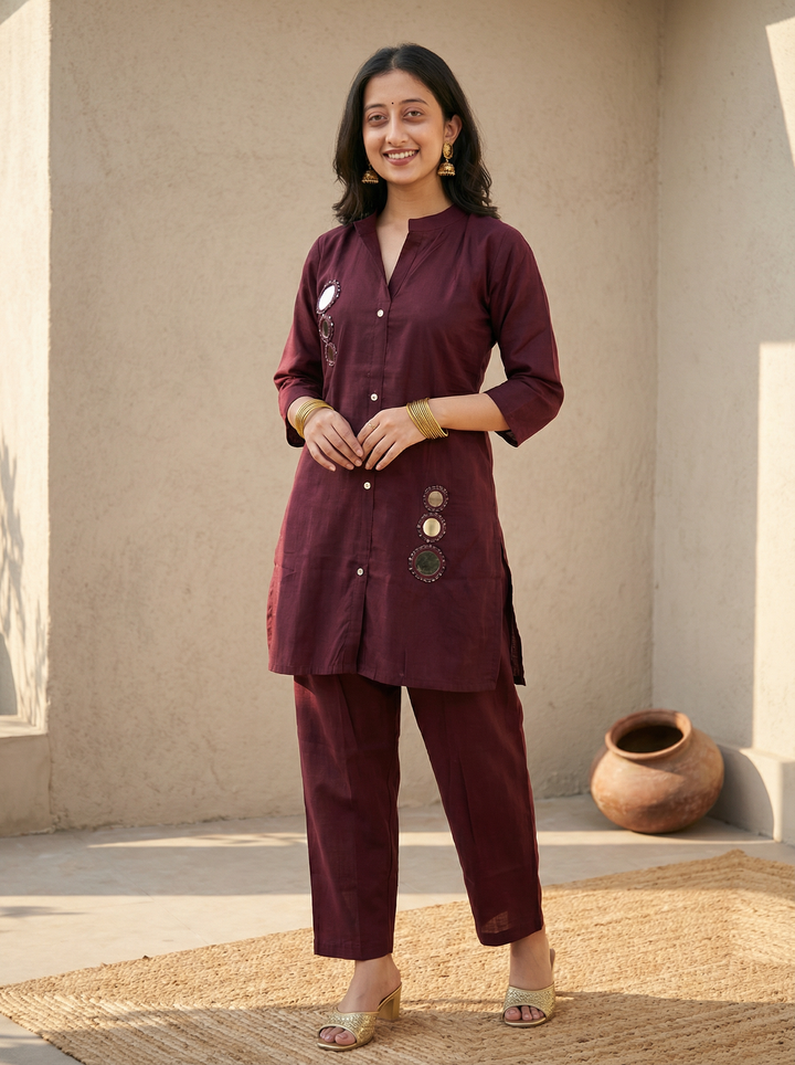 ROMAN SILK REAL MIRROR CORD SET WITH BEAUTIFUL PURPLE COLOR