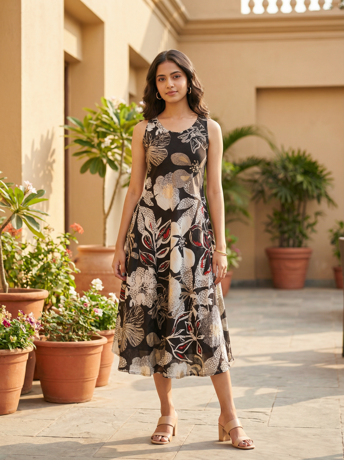VATICAN SILK FOIL PRINT WITH UMBRELLA STYLE KURTI WITH POCKET